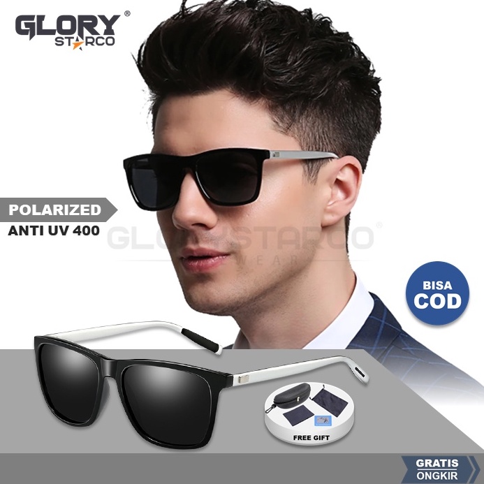 Original Kaca mata Polarized Pria Keren Anti UV Trendy Terbaru Kaca mata Hitam A378