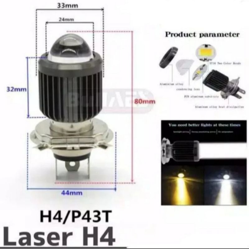 lampu  motor h4 - h6  laser putih kuning motor mobil