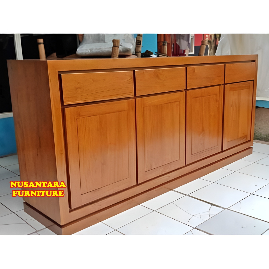 Bufet minimalis asli kayu jati mebel jepara