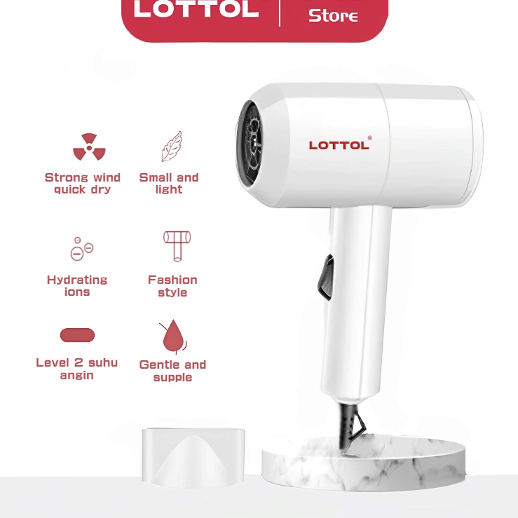modelTipe NDK481 LOTTOL Alat Pengering Rambut PortableProfessional Ionic Hair Dryer