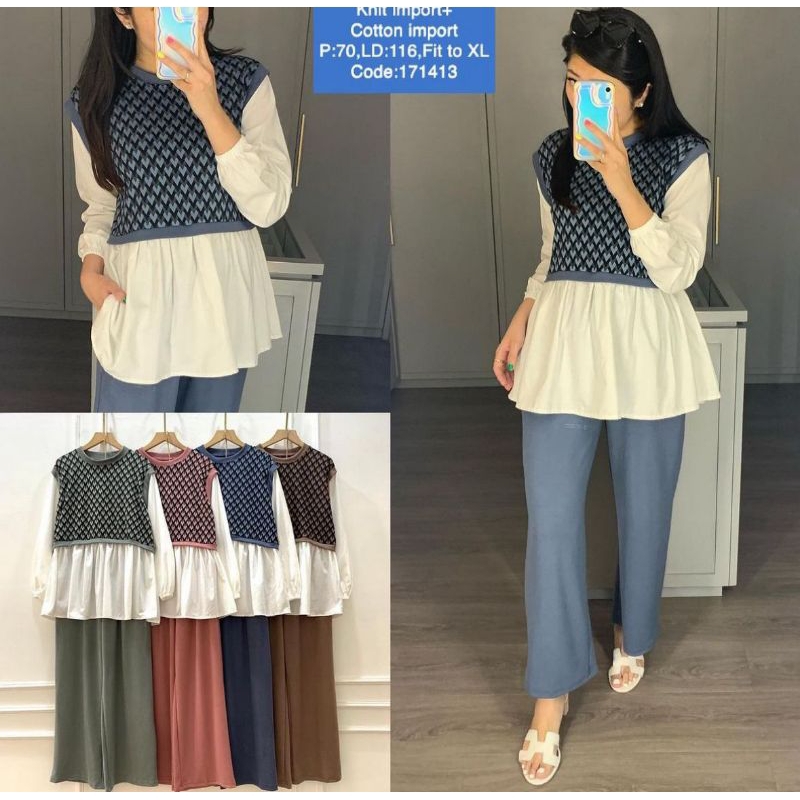 One set bahan knit import + cotton import