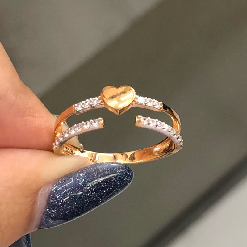 B4 KO- CINCIN TUMPUK LOVE UBS 1.55GR KADAR 375 UKURAN 15