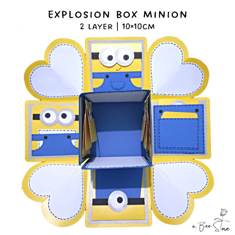 

EXPLOSION BOX | EXPLODING BOX MINION 10×10 CM | KADO ULANG TAHUN | ANNIVERSARY | KADO WISUDA