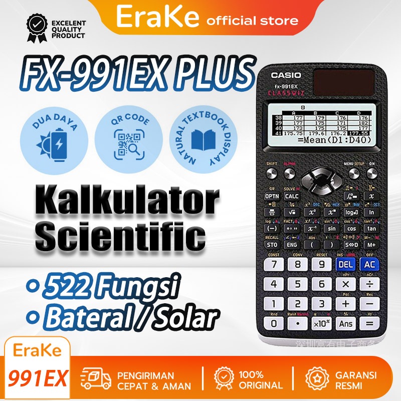 

Kalkulator Scientific Casio FX 991EX/FX 991ES PLUS Kalkulator Ilmiah Original Pengisian Tenaga Surya 552 Fungsi LCD Resolusi Tinggi