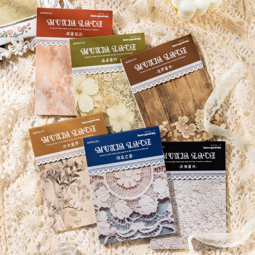 

[Artopia] 30 Lembar Deco Paper MUXIA LACE / Kertas Dekorasi DIY Scrapbook Renda