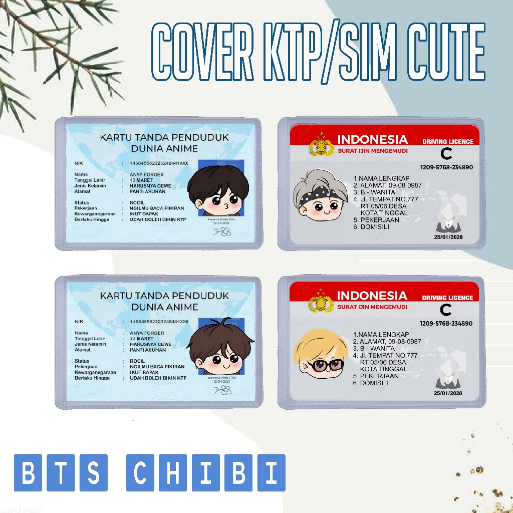 Cover Pelindung Kartu Identitas KTP SIM Karakter BTS Jungkok Suga Jhope Jin Tae Rm Jimin