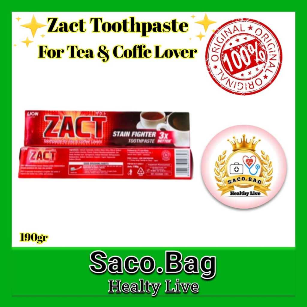 Pasta Gigi Zact 190gr Penghilang Noda Tea Kopi Rokok Toothpaste | Odol Zact 190gr