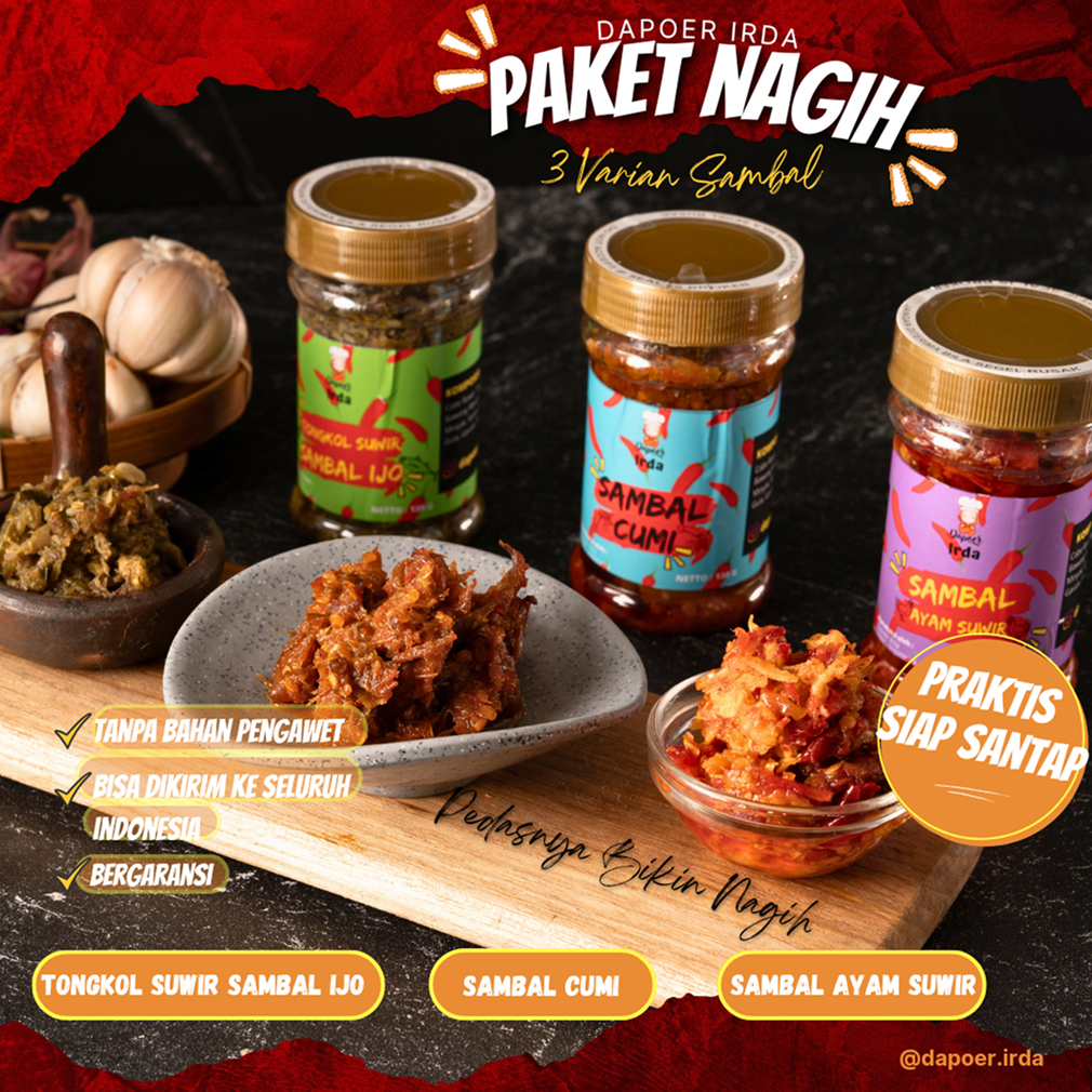 

Dapoer Irda Paket Nagih 3 Varian Sambal