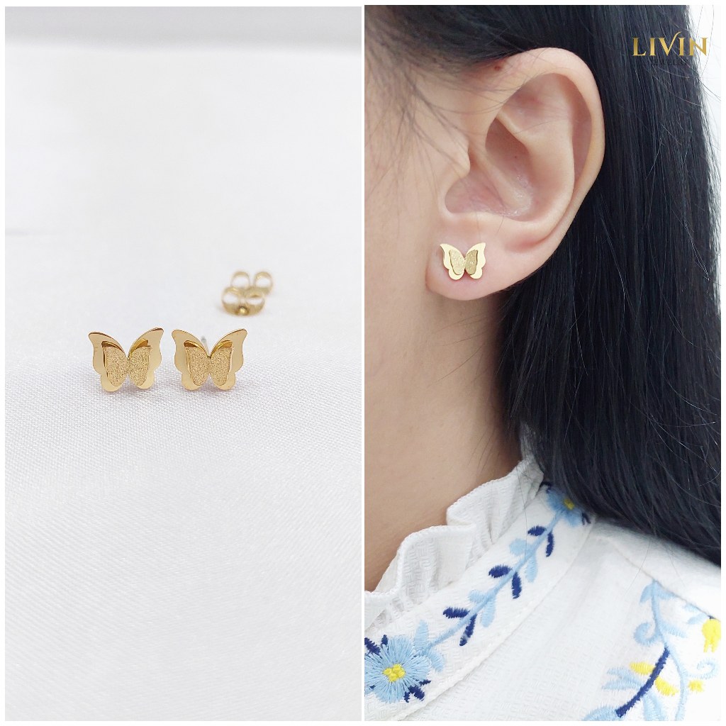 Anting tusuk titanium kupu kupu anti karat - ATT 26 Subang giwang titanium anti karat
