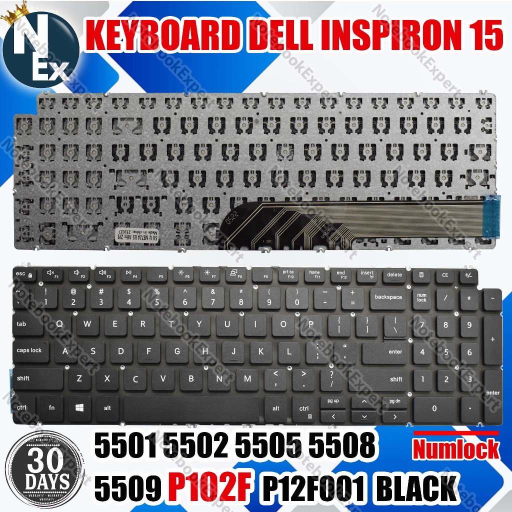 KEYBOARD FOR DELL INSPIRON 15 5501 5502 5505 5508 5509 P102F P12F001 BLACK