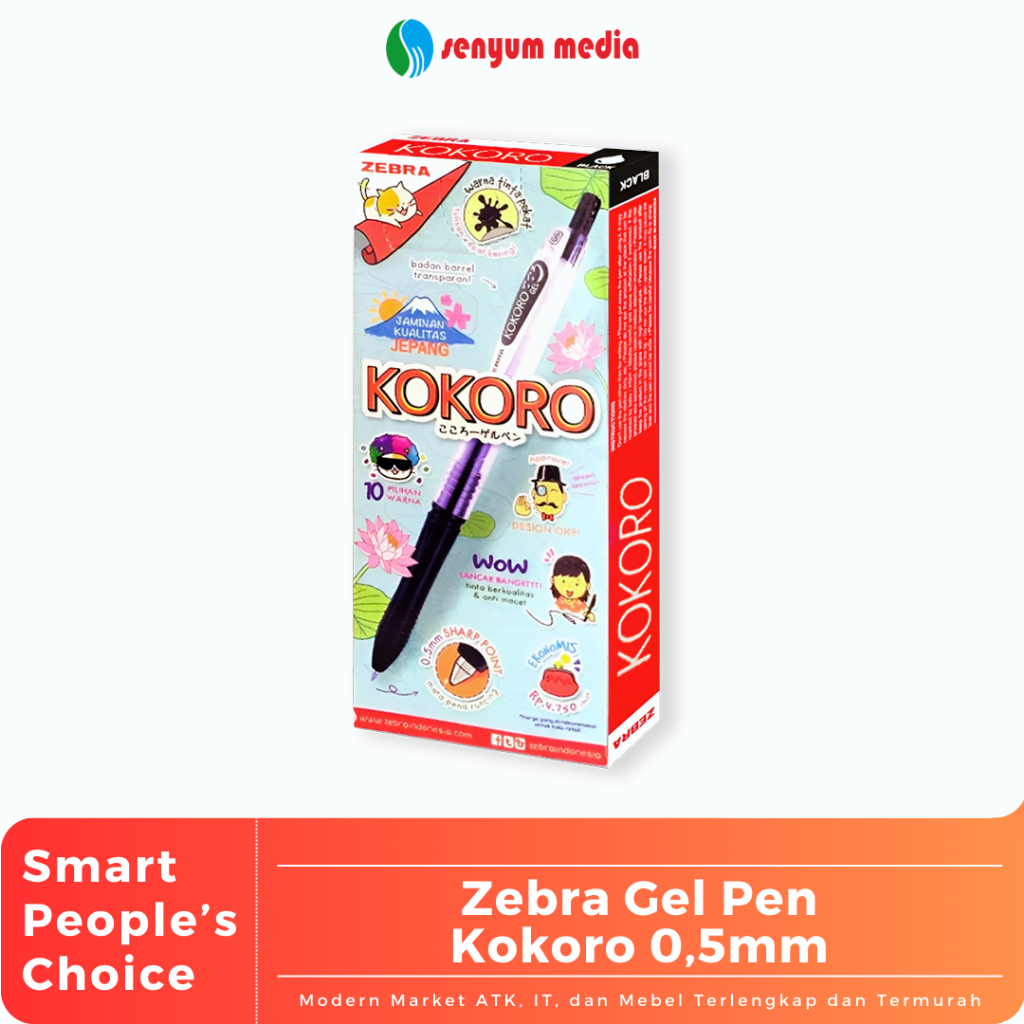 

Zebra Gel Pen Kokoro 0,5mm (1 Pack Isi 12 Pcs) (S:DZN)