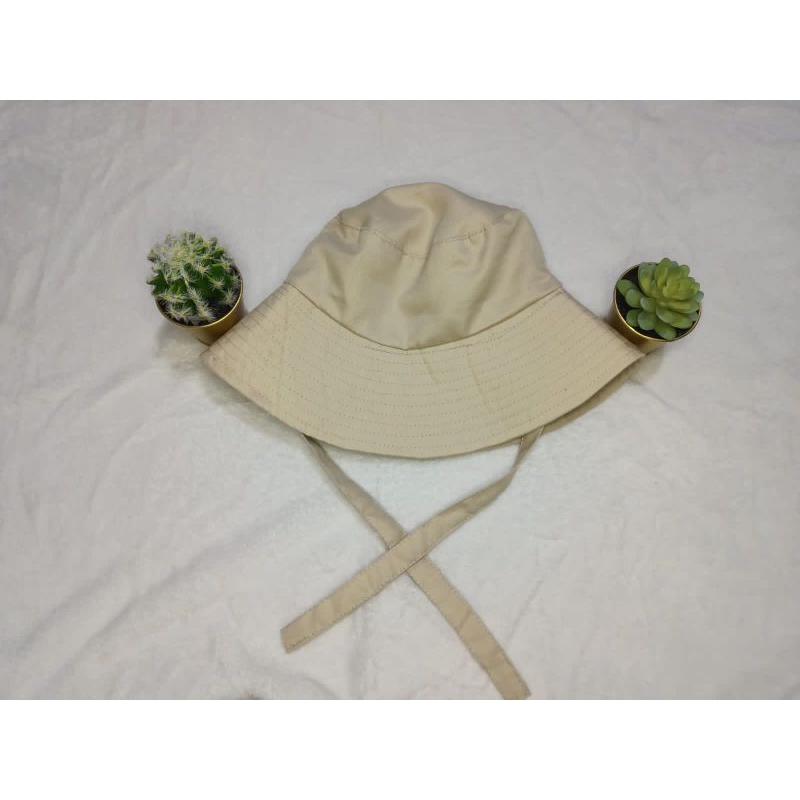 Topi Hijab Bucket Wide Wanita Muslimah Tali panjang