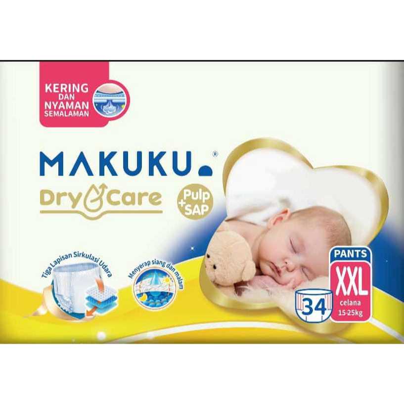 MAKUKU DIAPERS DRY CARE PANTS XXL 34+6