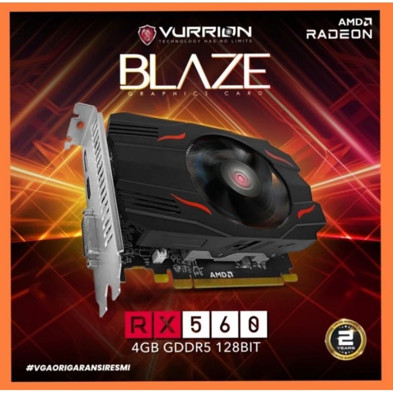 VGA RADEON VURRION BLAZE RX 560 4GB DDR5 128BITT