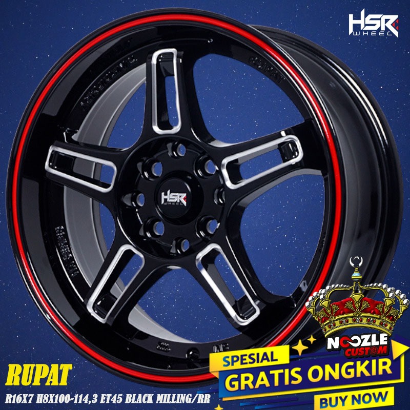 Velg Mobil HSR Ring 16 Lubang 4 Pelek Racing Brio Jazz R16 Palang 5