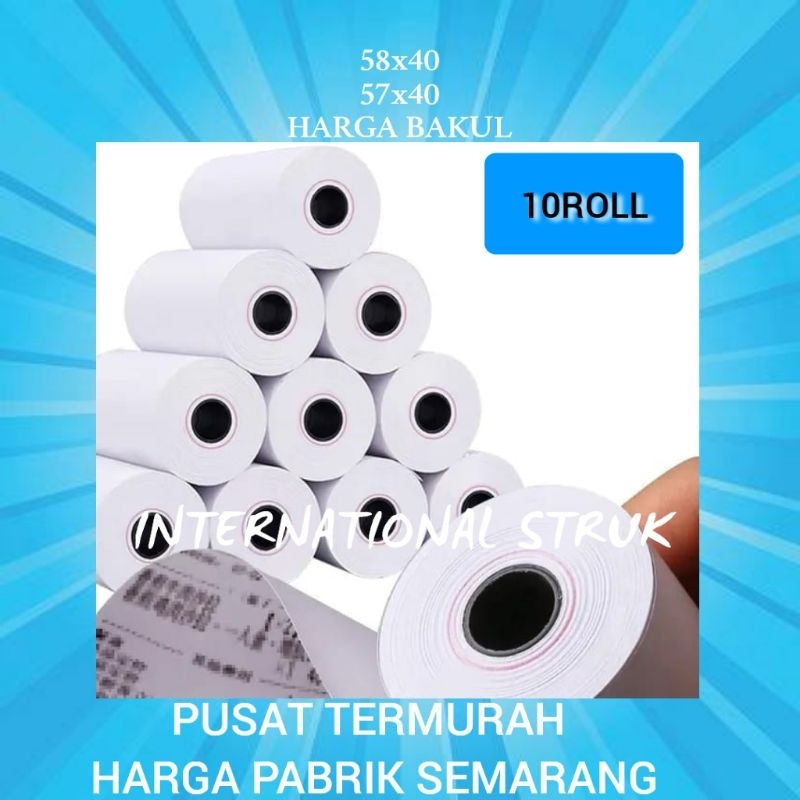 

10ROLL KERTAS STRUK THERMAL 57X40 58X40 PPOB PAPER ROLL PRINTER BLUETOOTH 58MM