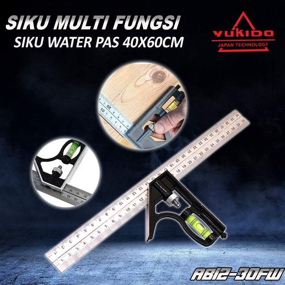 

kbfl 22 YUKIDO Penggaris Tukang Siku Mistar Multifungsi ada Waterpass 1 inch Discount