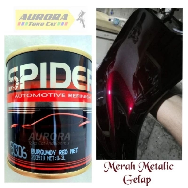 Cat SPIDER LABA-LABA 9306 Burgundy Red Met Metallic 200ml Merah Tua Gelap Metalik Duco Duko