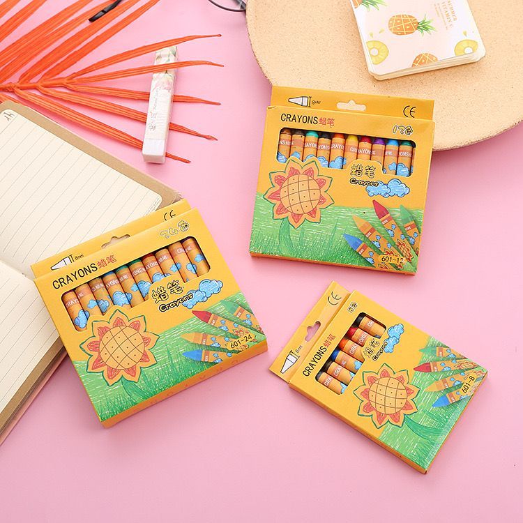 

Pensil Crayon motif Bunga Matahari Isi 8 - 12 - 24 Warna #ST078 / Crayon Set Anak Sunflower / Art Set Krayon Pastel Minyak Alat Tulis Lukis
