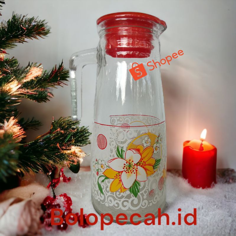 Teko kaca jumbo motif bunga