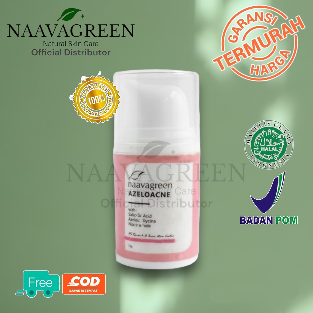 Naavagreen Azeloacne Cream / Krim Jerawat Naavagreen /Anti Bakteri, Mencegah Timbulnya Jerawat Dan M