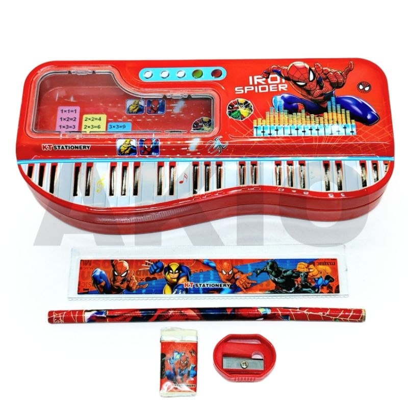 

Tempat Pensil Anak Set Alat Tulis BESAR 2 Susun Karakter SUPERHERO SPIDERMAN AVENGERS Kaleng Besi Murah KT6612
