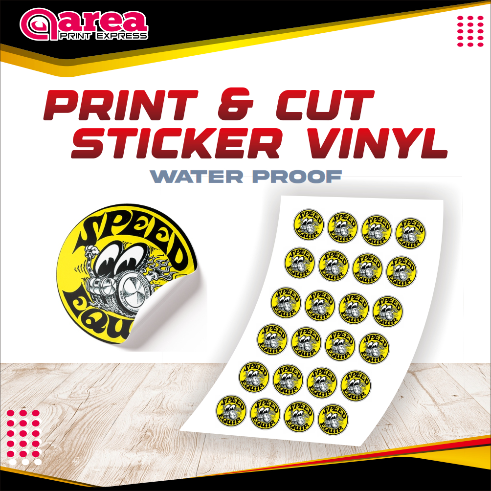 PRINT STICKER | CETAK STICKER VINYL A3+ & Kiss Cut + laminating