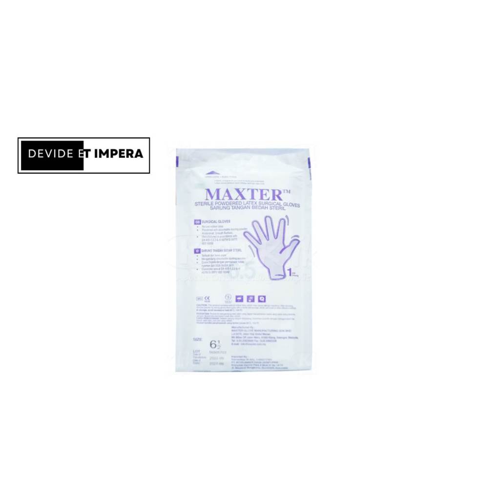 Sarung Tangan Bedah Steril MAXTER ukuran 6,5 / handscoon sepasang