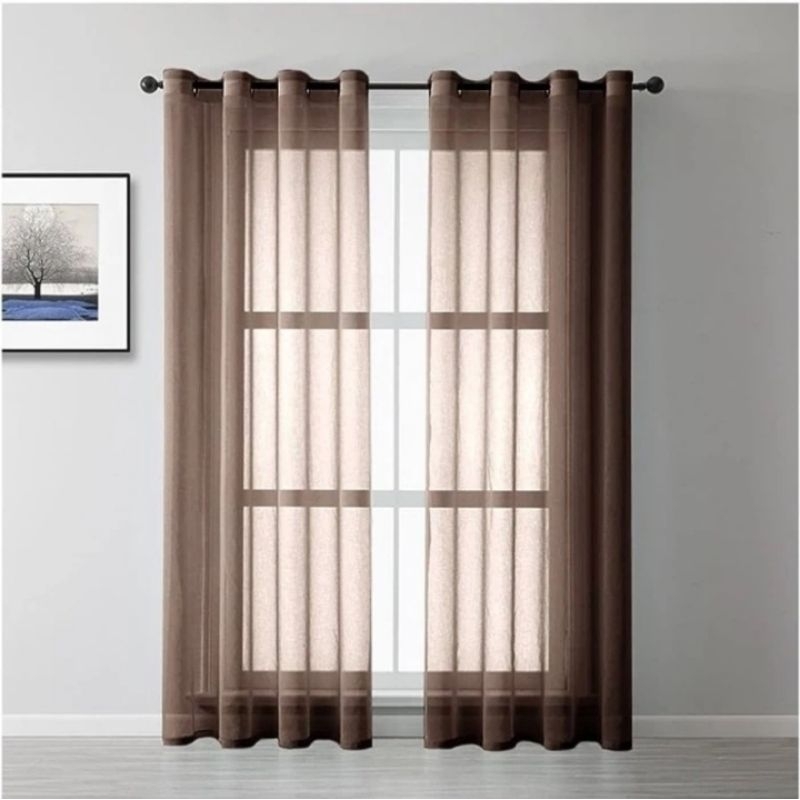 Gorden vitrase premium warna coklat model smokring kebar 100cm