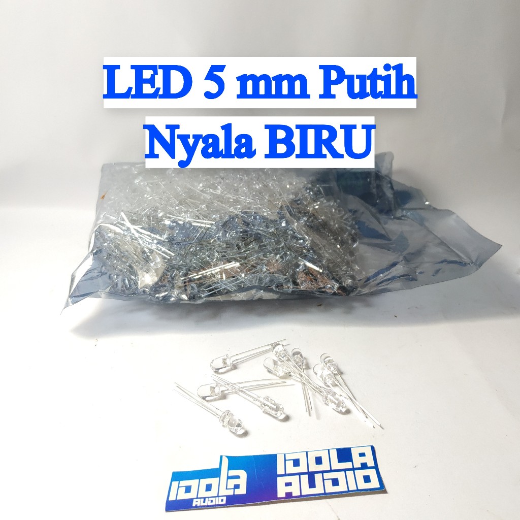 (10 PCS) LED 5 mm Putih Nyala BIRU | Lampu LED Bening Kecil Biru