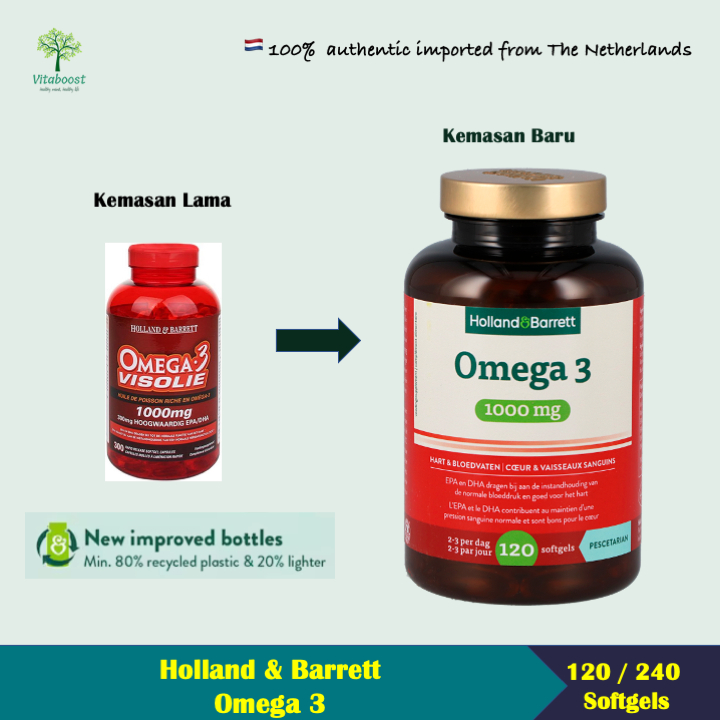 Holland & Barrett Omega 3 Visolie 1000mg (120 Softgels / 240 Softgels)