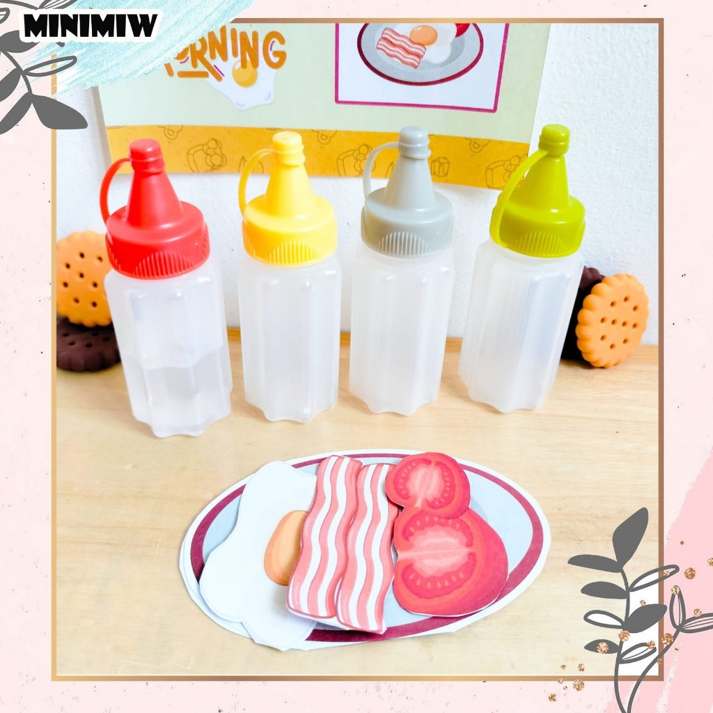 BOTOL MINI KECAP POLOS ISI 4 PCS MN-1080 MAINAN MINIATUR PLASTIK MASAK MASAK ANAK SEKOLAH LUCU UNIK 