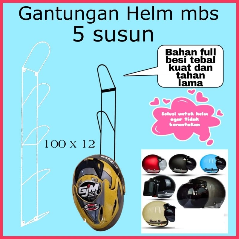 Gantungan helm besi mbs rak cantelan helm hanger helm