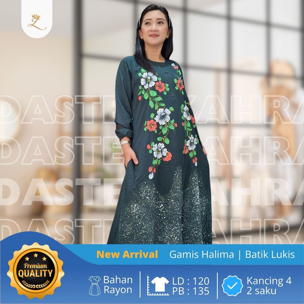 [Daster Zahra] Daster / Gamis Halima Motif Batik Lukis LD 120 Rayon Premium