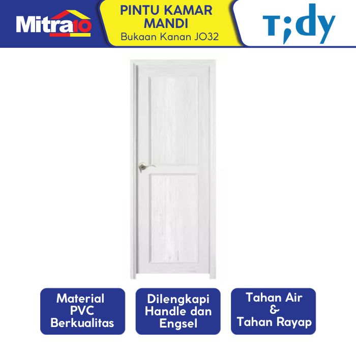 Tidy Pintu Kamar Mandi Pvc + Handle Bukaan Kanan J032 71X195 Cm Putih