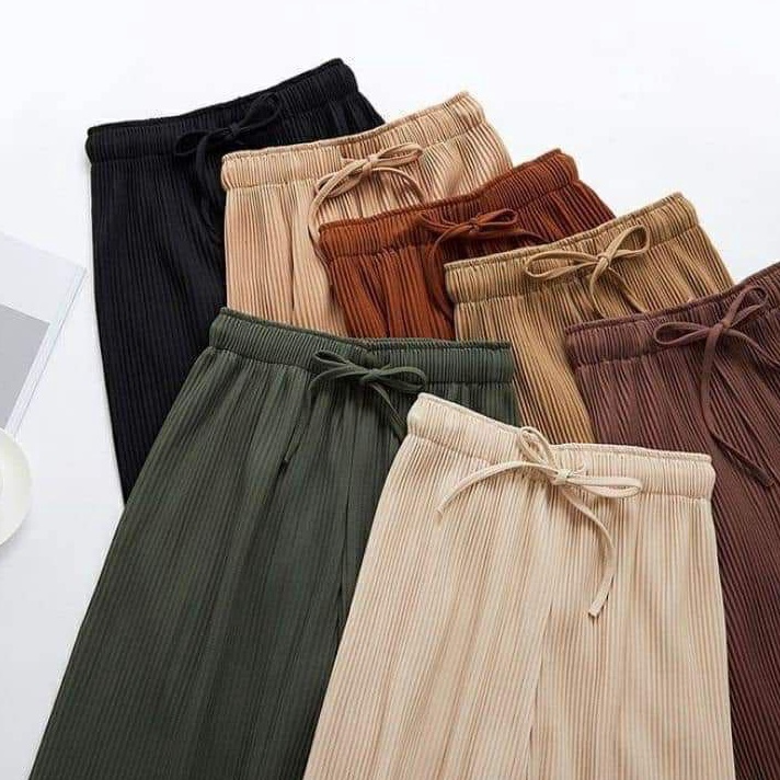 Model Baru TEBAL KULOT PLISKET PREMIUM LIDI TALI  Celana Kulot Jersey Lidi Kecil  Plisket Hyget