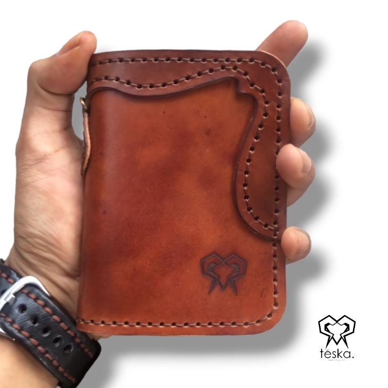 Dompet Kulit Medium Wallet Hand Made gratis Custom Nama