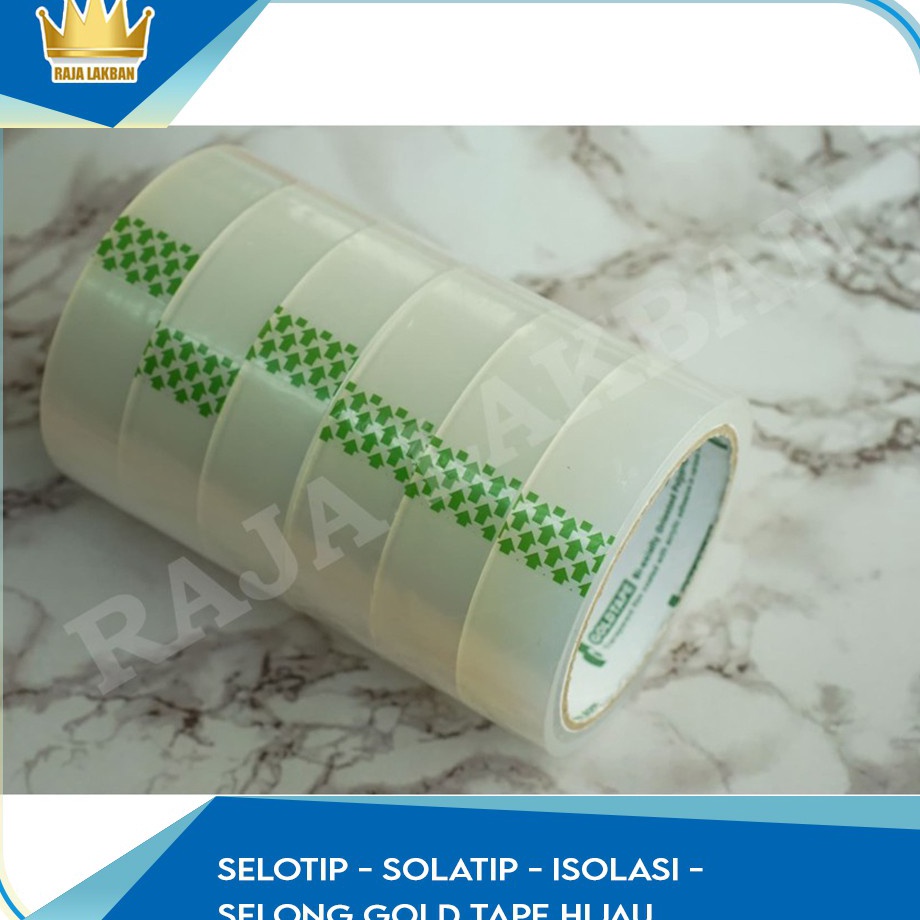 

Selotip Solatip Isolasi Selong Gold Tape Hijau 24mm
