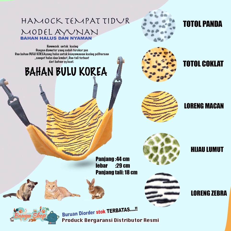 Super Promo HAMMOCK KUCING AYUNAN TEMPAT TIDUR GANTUNG KUCING BULUTOTOL BULU