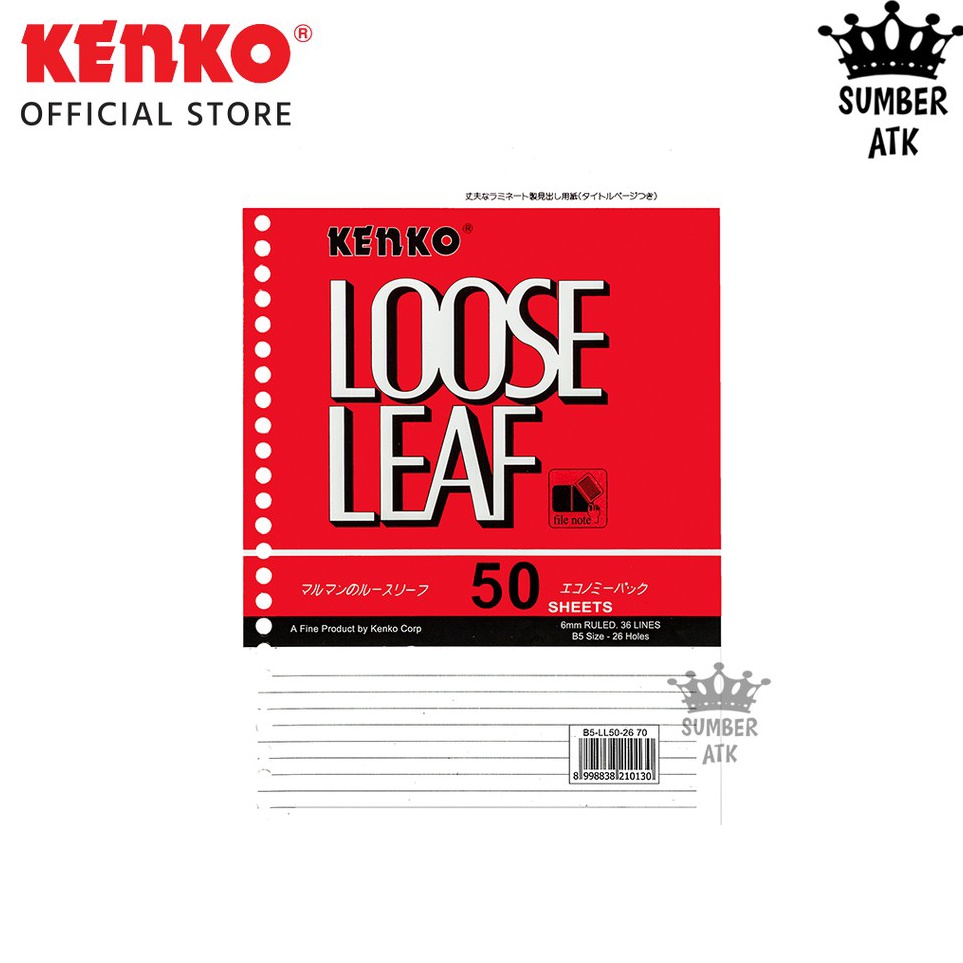 

Dijual KENKO LOOSE LEAF B5 LL 5 267 5 Sheet Lembar