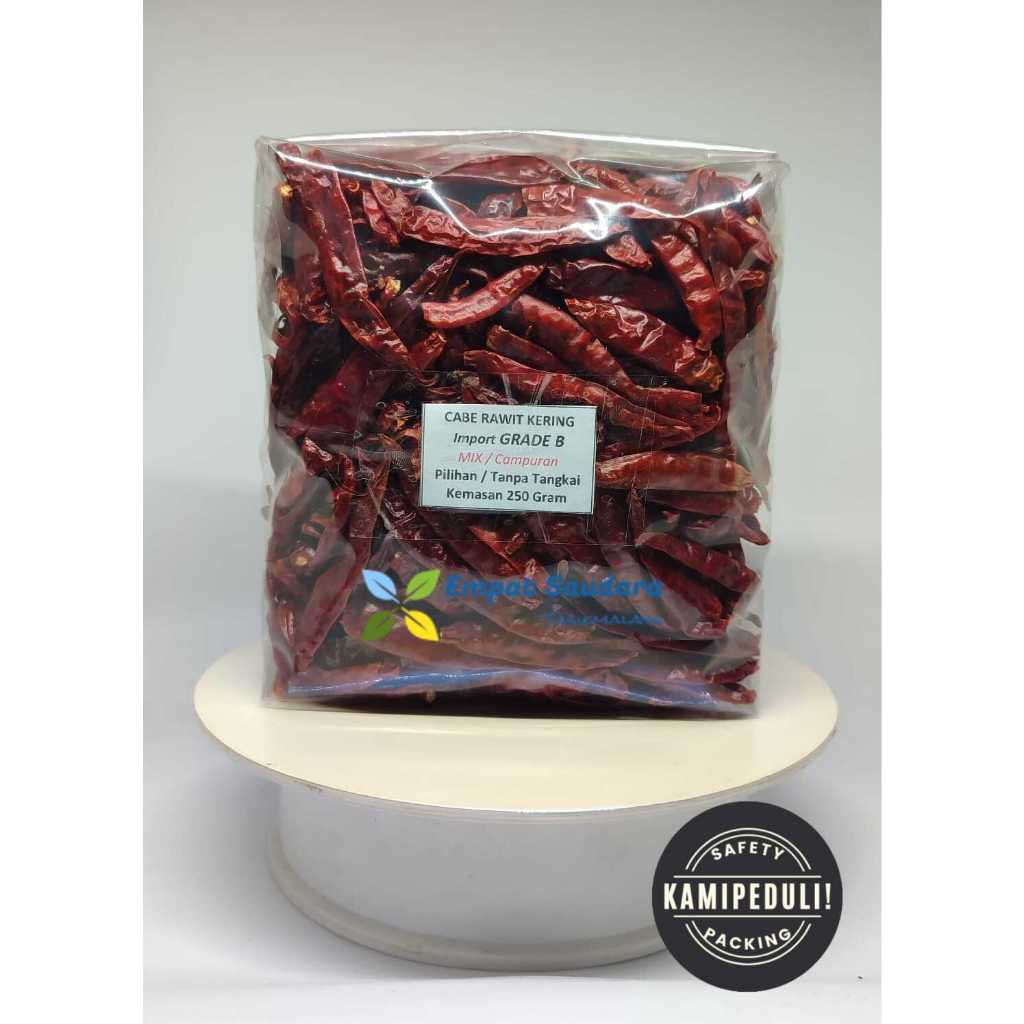 

CABE RAWIT KERING TEJA UTUH TANPA TANGKAI GRADE B KEMASAN 250 GR
