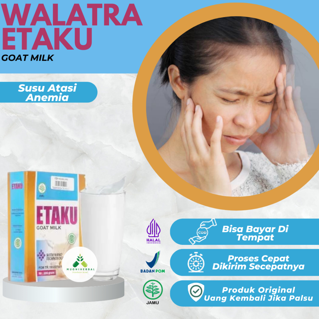 

Etaku - Susu Atasi Anemia, Kurang Darah, Sakit Kepala, Darah Rendah, Pusing, Muka Pucat, Kleyengan, Pusing Terasa Berputar, Susu Etaku Berkhasiat Untuk Penderita Anemia