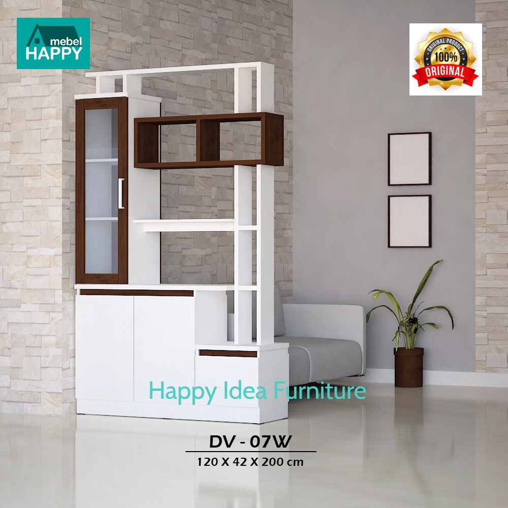 𝗛𝗮𝗽𝗽𝘆 𝗜𝗱𝗲𝗮 - Divider DV - 07W Penyekat Ruangan Elegan Minimalis Lemari Pajangan Rak Hias 2 Sisi