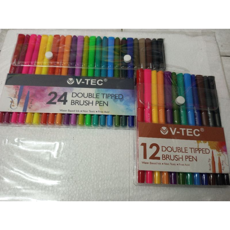 

V-Tec Double Brush Pen / Brush Pen / 12 warna / 24 warna/Murah