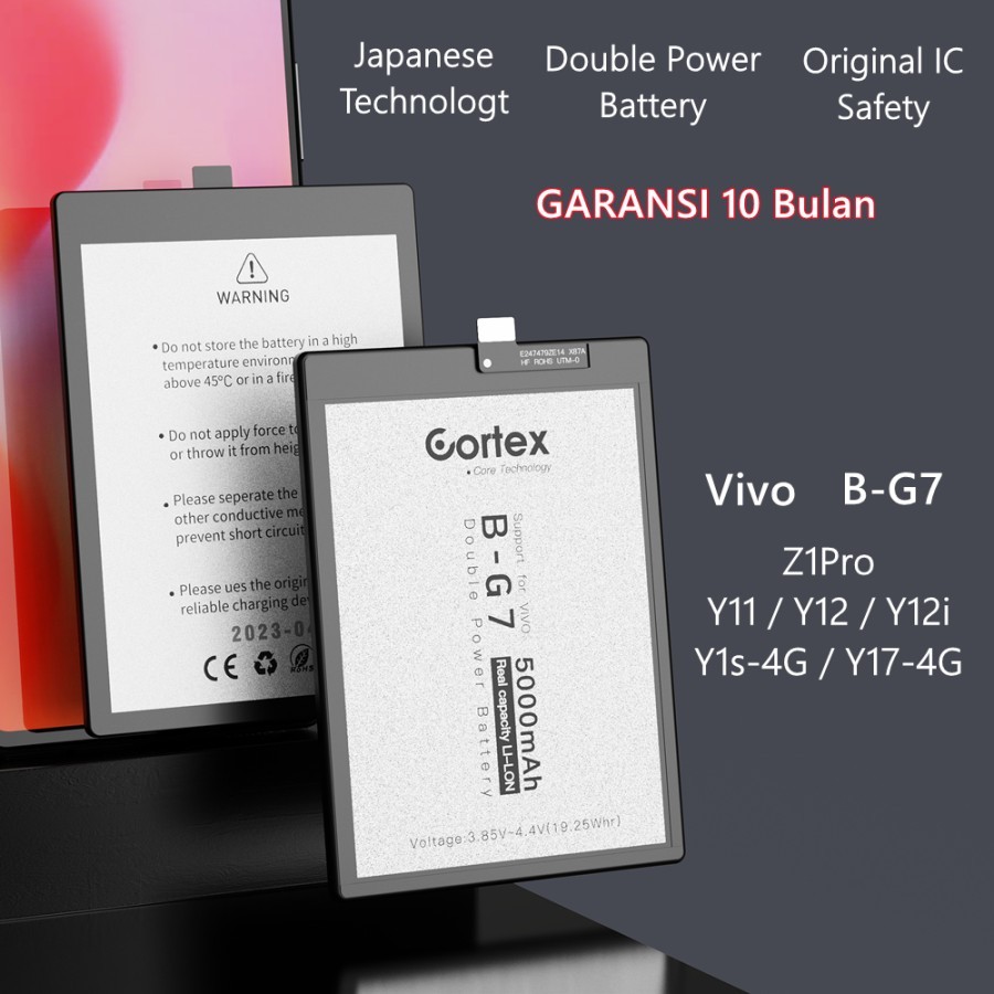 Cortex B-G7 Batrai Vivo Baterai Double Power IC Batre Y11 Y12 Y17 Z1P
