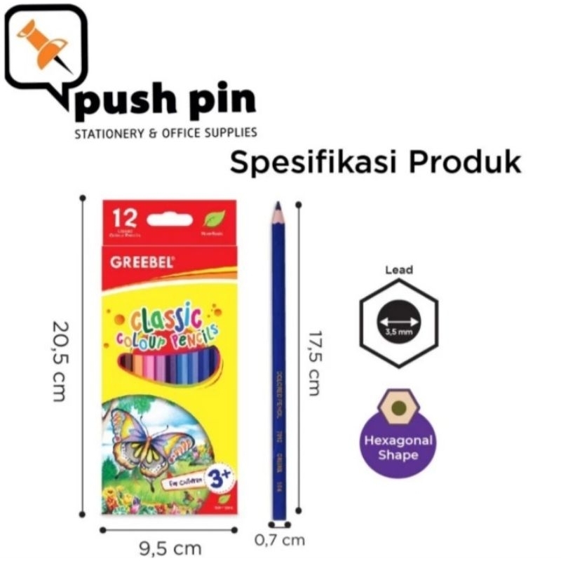 

Greebel Classic Colour Pencils 12 Warna / Kelir Warna / Pensil Warna 7012