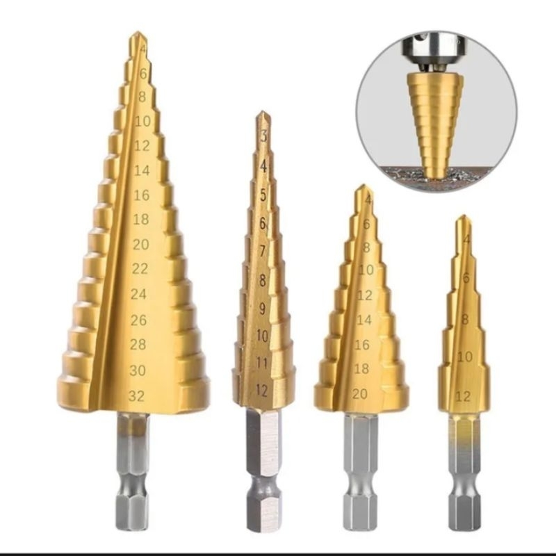Mata Bor Kerucut 4-32 MM Mata Bor Pagoda HSS Step Drill Pagoda 4-32mm