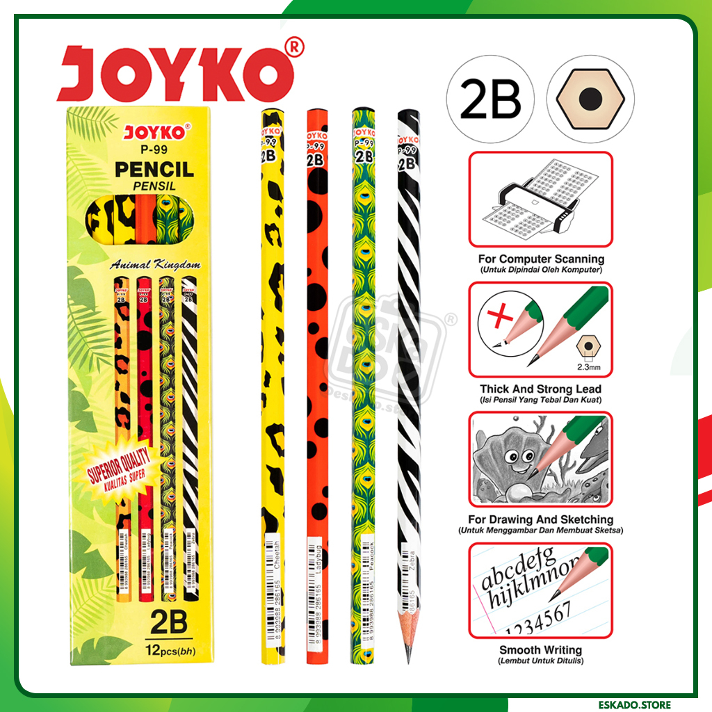 

Pencil / Pensil Joyko P-99 2B Animal Kingdom Edition (1 Box / 12 pcs)