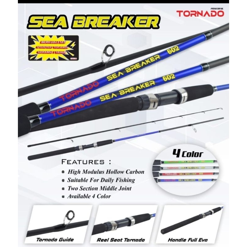 joran tornado sea breaker hollow carbon 150 165 180 cm kolam kuat