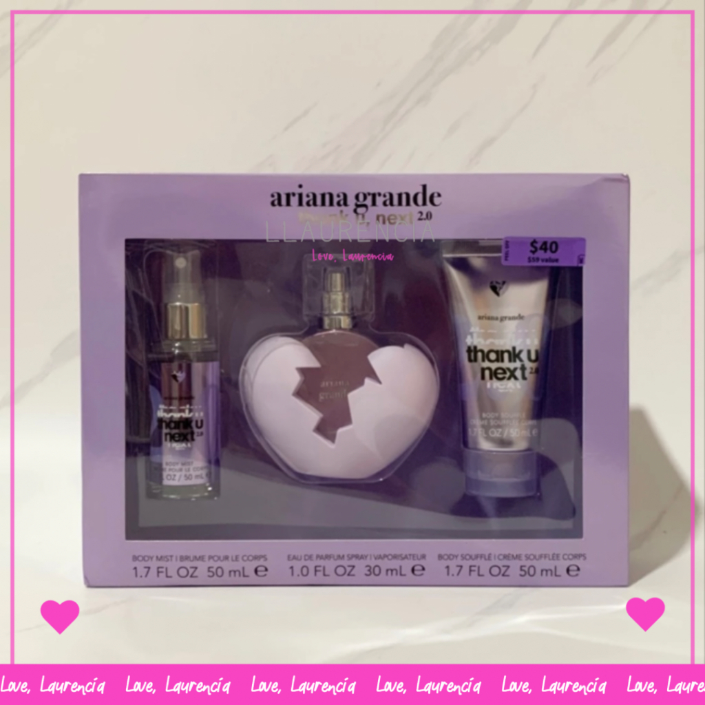 Ariana Grande Thank U Next 2.0 Eau De Parfum Gift Set : 30 mL perfume + 50 mL Body Mist + Body Souff